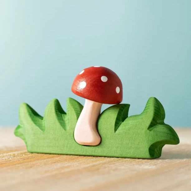 Bumbu Toys |羅馬尼亞場景與動物木玩-草叢裡的蘑菇