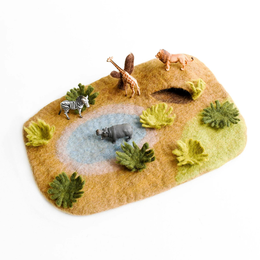 Tara Treasure 手工羊毛氈立體遊戲毯-非洲草原主題遊戲毯