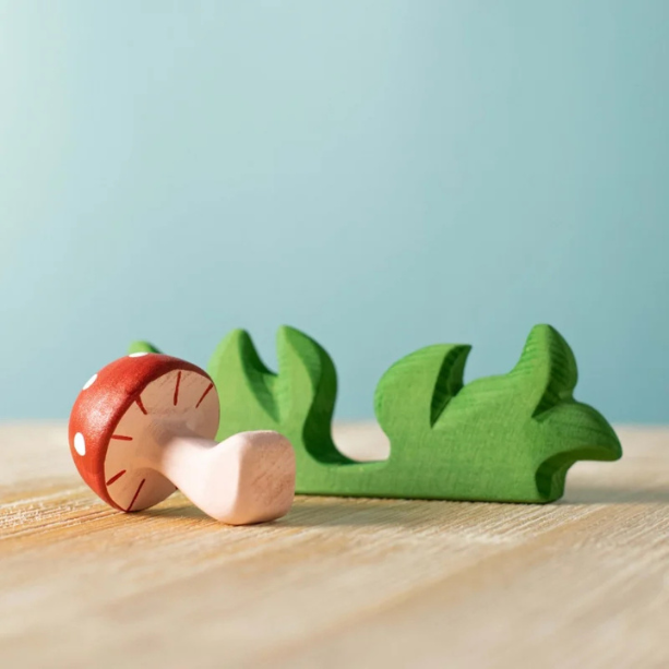Bumbu Toys |羅馬尼亞場景與動物木玩-草叢裡的蘑菇