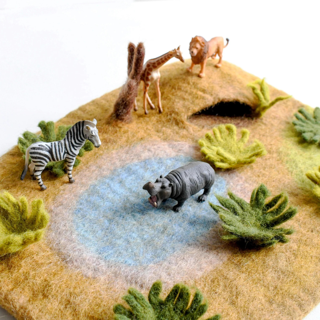 Tara Treasure 手工羊毛氈立體遊戲毯-非洲草原主題遊戲毯