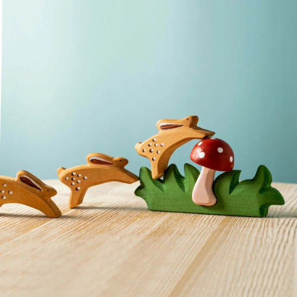 Bumbu Toys |羅馬尼亞場景與動物木玩-草叢裡的蘑菇