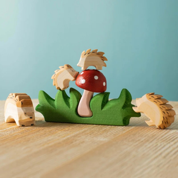 Bumbu Toys |羅馬尼亞場景與動物木玩-草叢裡的蘑菇