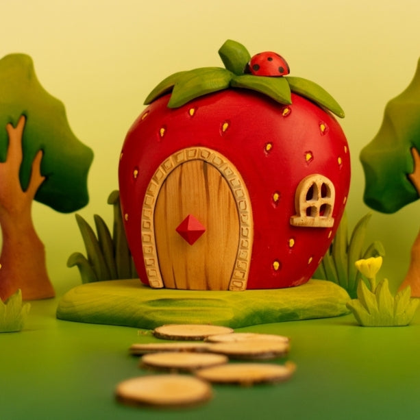 Bumbu Toys | 羅馬尼亞場景與動物木玩- 草莓小屋