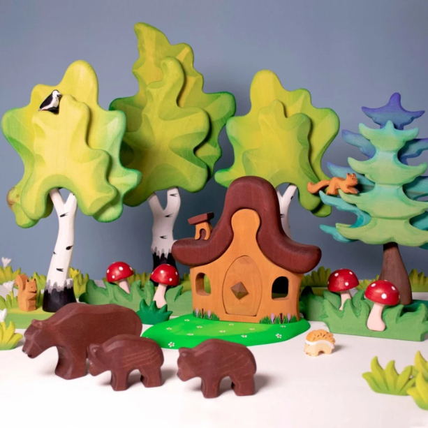 Bumbu Toys |羅馬尼亞場景與動物木玩-草叢裡的蘑菇