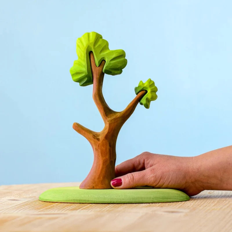 Bumbu Toys | 羅馬尼亞場景與動物木玩-熊貓家族與樹木組
